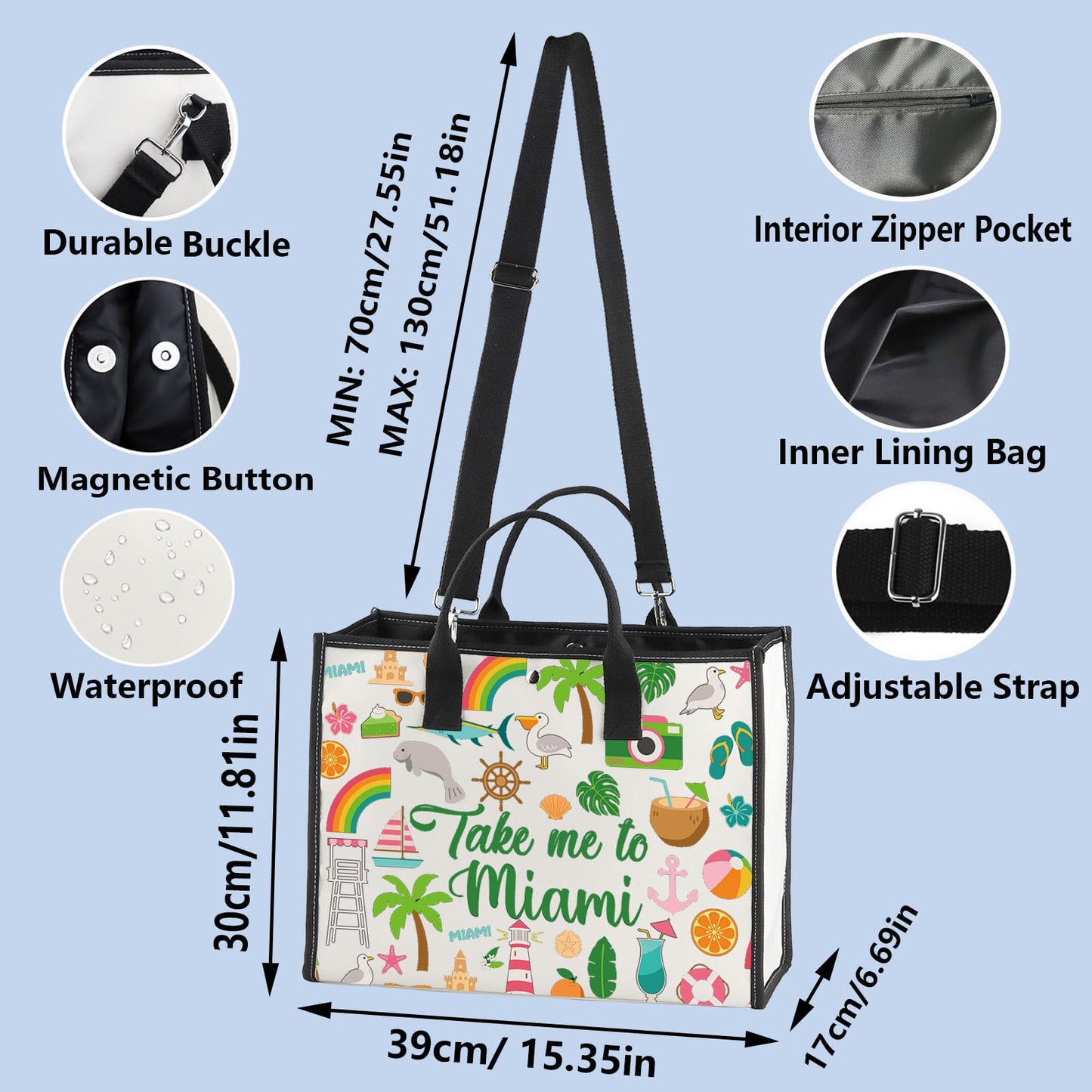 WZMPA Miami Florida Travel Cosmetic Bag Miami Souvenir Gifts Take Me To Miam Zipper Pouch Bag Miami City Trip Gift (To Miami-TB)
