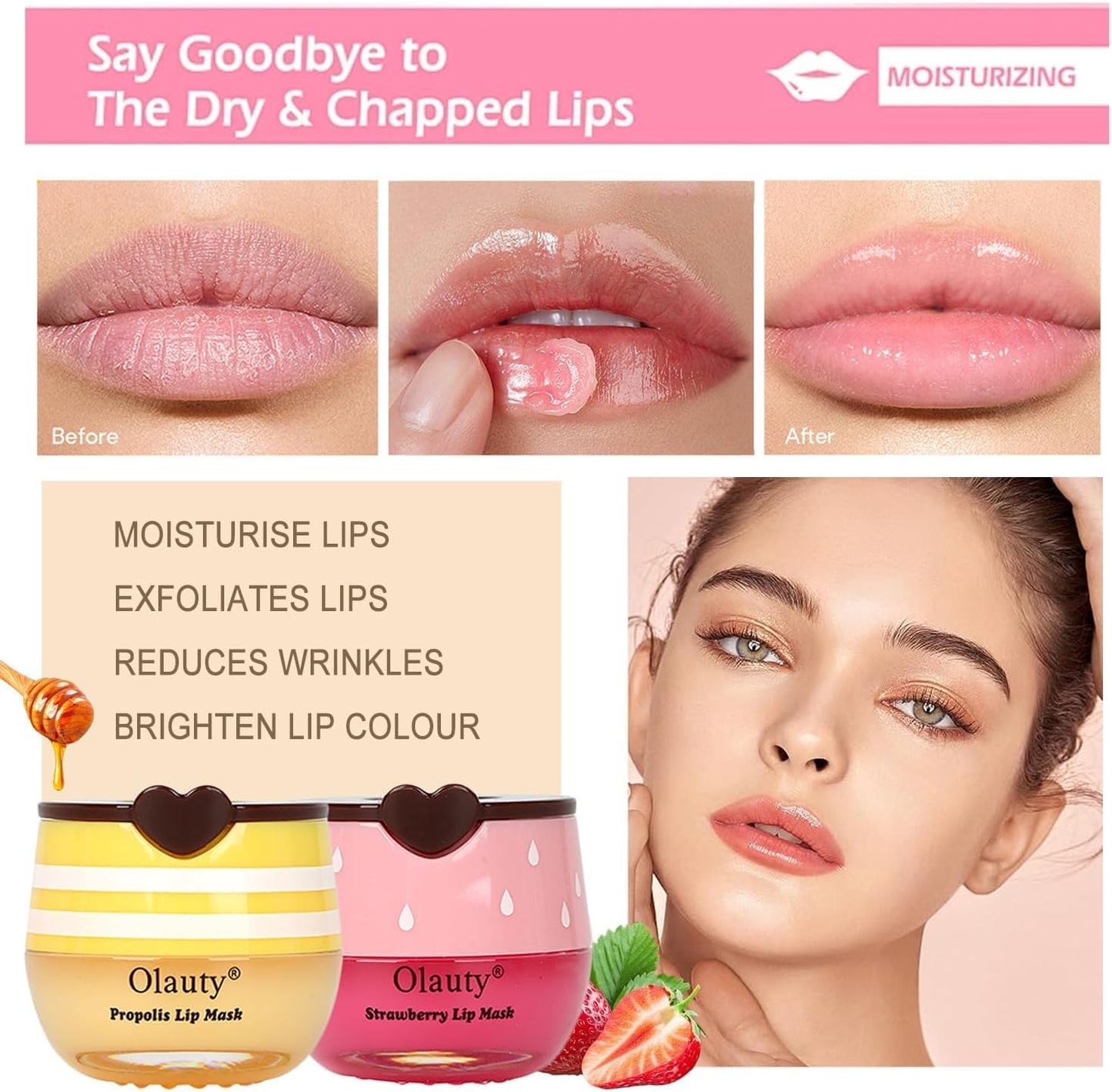 8 PCS Bee Lip Balm Honey Pot, Honey Lip Balm Bulk, Moisturising Sleep Lip Mask Overnight with Sticks, Reduce Lip Lines, Bulk Gifts, Mothers Day Gift, Teacher Gift, Party Favors for Women