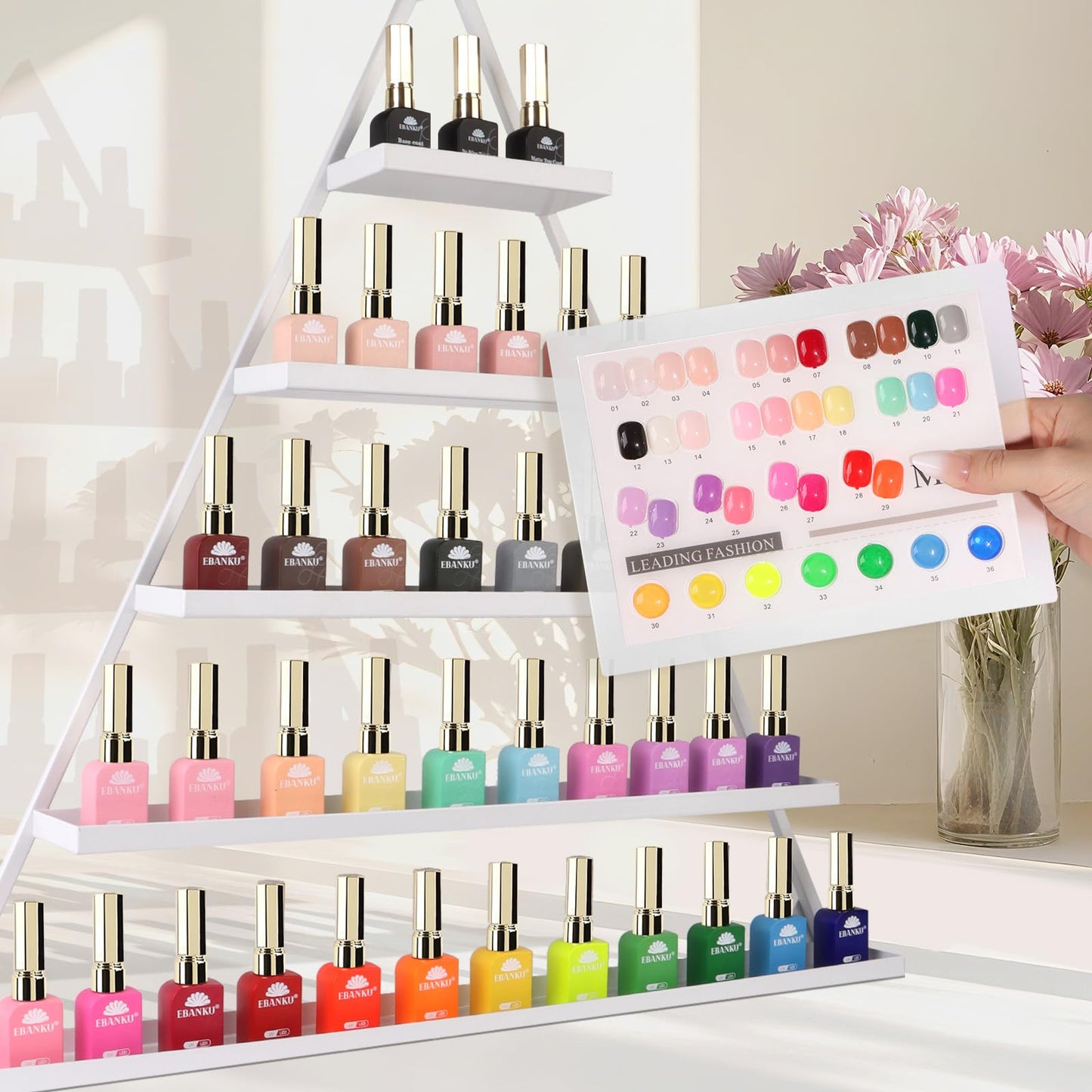 EBANKU 36Colors 0.5Oz Gel Nail Polish Set Same Color Same Bottle Soak Off Gel Polish Kit with 3PCS Base Top Matte Coat Nail Art Manicure Salon DIY at Home for Women