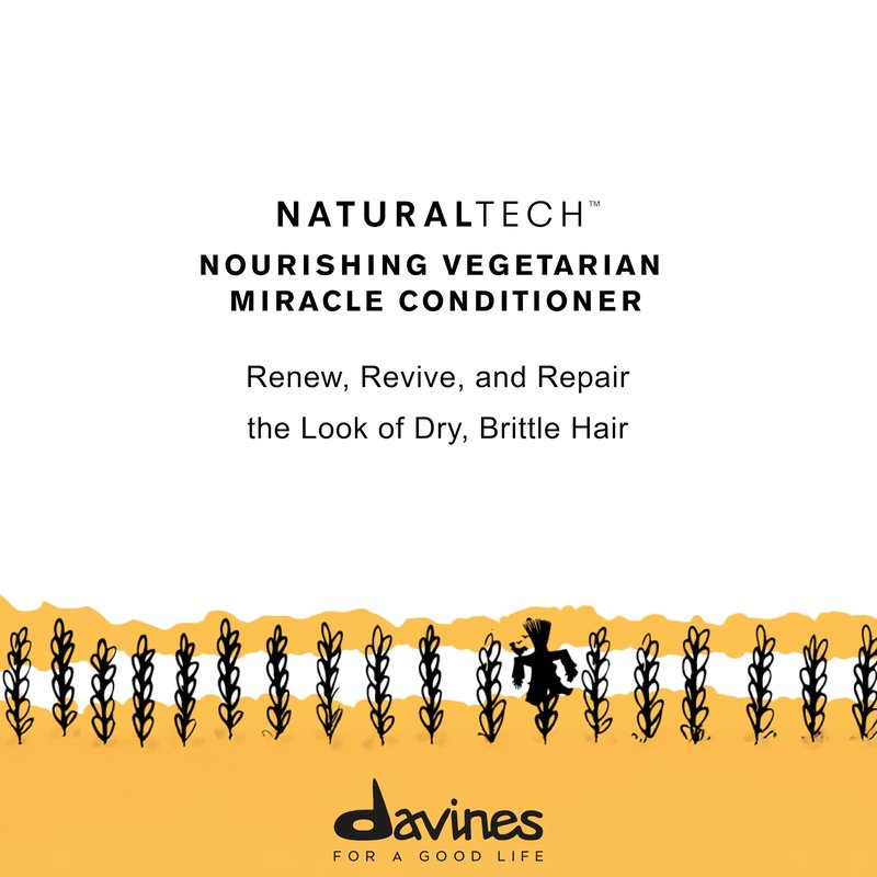 Davines Naturaltech Nourishing Vegetarian Miracle Conditioner, Restructuring & Hydrating for Dry & Damaged Hair - With Vegetal Keratin - Deeply Moisturizes Dry Hair, 8.45 Fl Oz