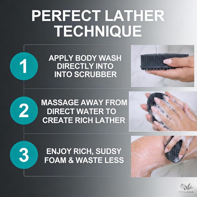 Avilana Premium Back Scrubber - 19-Inch Long Handle Silicone Bath Brush | Dual-Sided Exfoliating Body Washer for Men, Women & Seniors