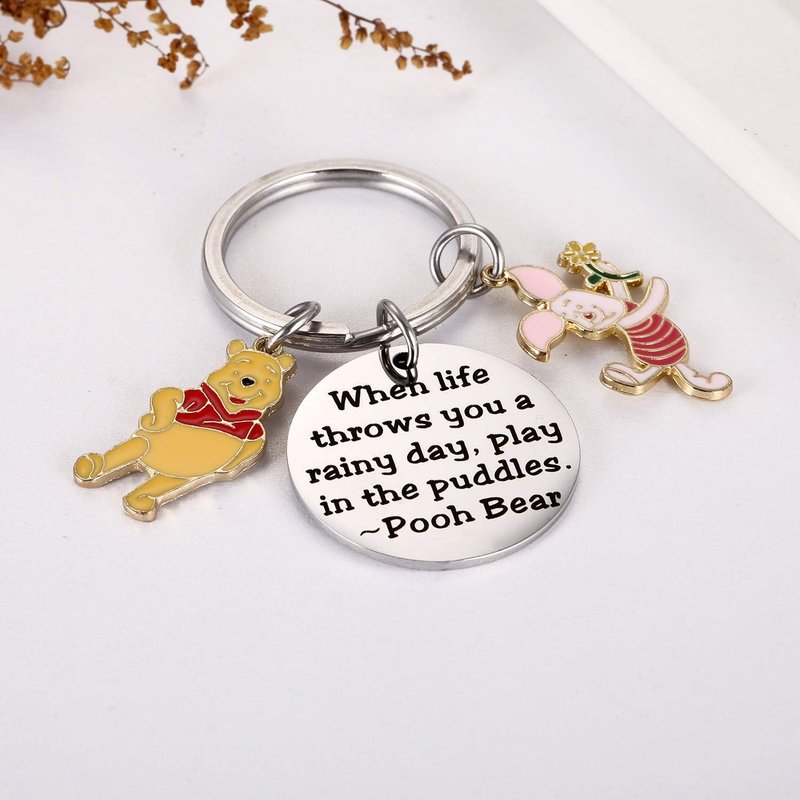 Pooh Bear Piglet Keychain - Cute Party Decor & Inspirational Gift | Perfect for Rainy Days