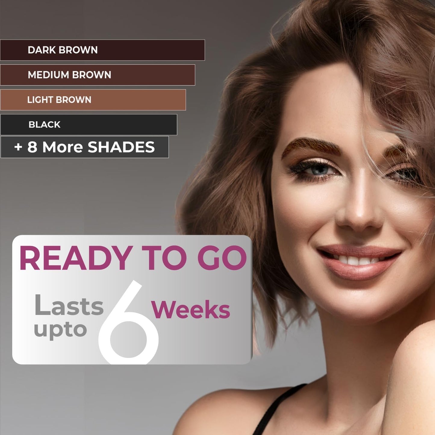 MinaiBrow Instant Hair Dye Kit Medium Brown | Natural Spot Coloring Tinting Powder with Brush, Water & Smudge Proof | 100% Grey Coverage Upto 30 Applications