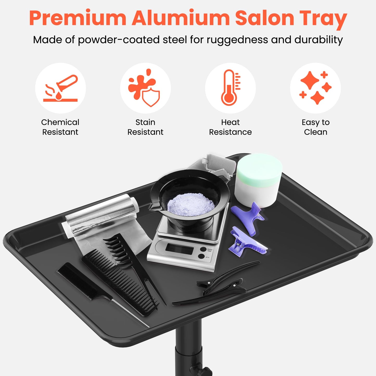 TASALON Salon Tray on Wheels: Premium, Adjustable Height