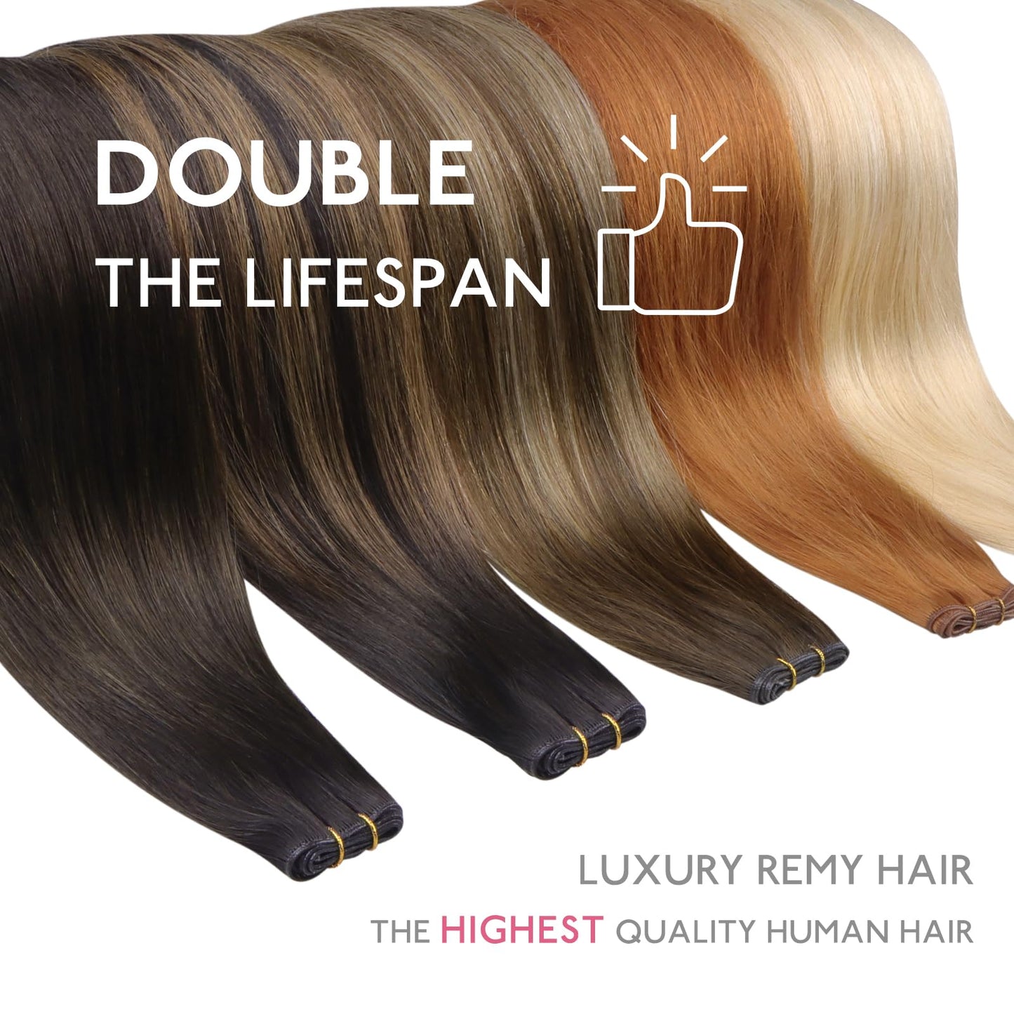 WENNALIFE Genius Sew in Weft Hair Extensions Real Human Hair, 14" 40g Platinum Blonde Sew in Hair Extensions for Women Natural Luxury Remy Hair Straight Invisible Extensiones de Cabello