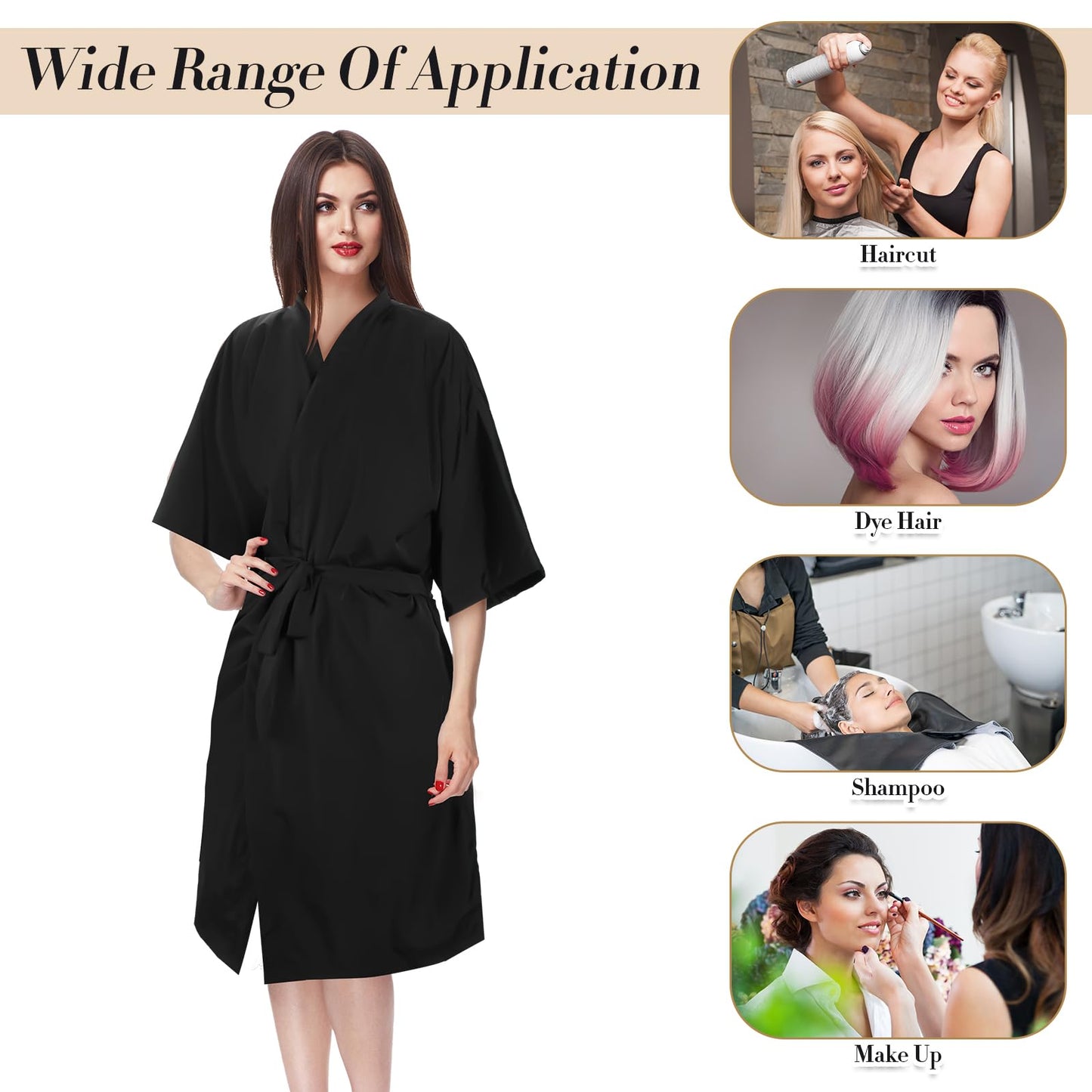Toulite 6 Pieces Salon Robes Smock for Clients Haircut Cape Hair Salon Client Gown Cape for Women,40 Inches Long(with Pocket)