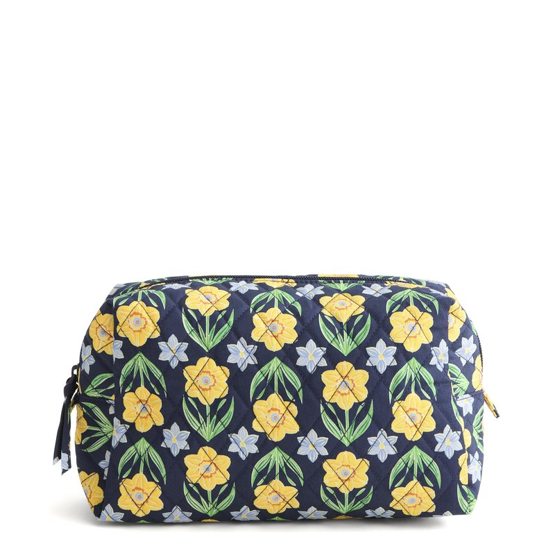 Vera Bradley Women's Premium Cotton Large Cosmetic, Colorful Bouquet, One Size