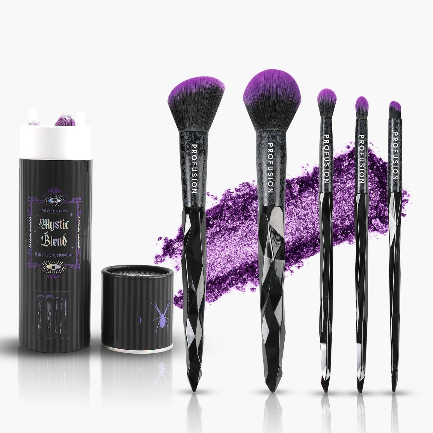 Profusion Cosmetics Mystic Blend Makeup Brush Set – 5 Pc Face & Eye Sculpting Brushes for Cosplay & Everyday Glam, Vegan & Cruelty-Free, Travel-Friendly Design