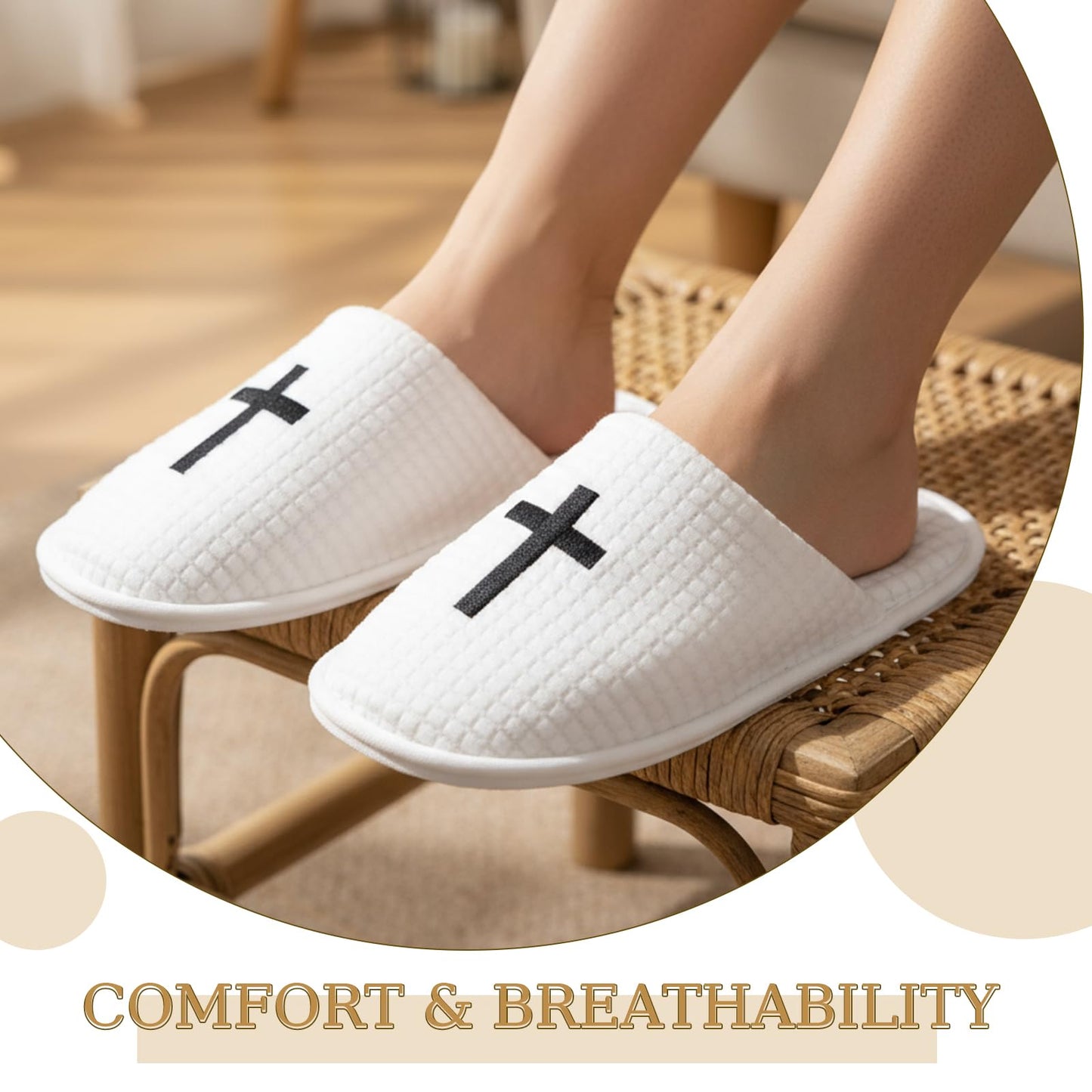 JenPen 6 Pairs White Wedding Disposable Slippers for Guests Non Slip Slipper for Women and Men Reusable Closed Toe Spa Slipper for Shoeless Home Church Easter Party Indoor House Hotel Essentials