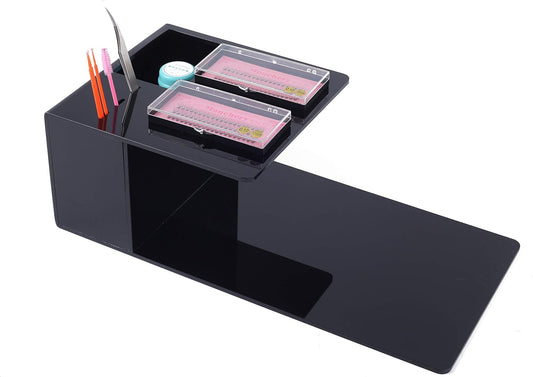 Eyelash Extension Pillow Stand - Makeup Tool Organizer with Display Shelves | Black