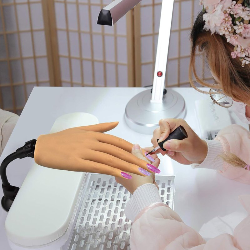 Silicone Practice Hand for Acrylic Nails - Flexible Life-Size Mannequin with Stand | Right Hand