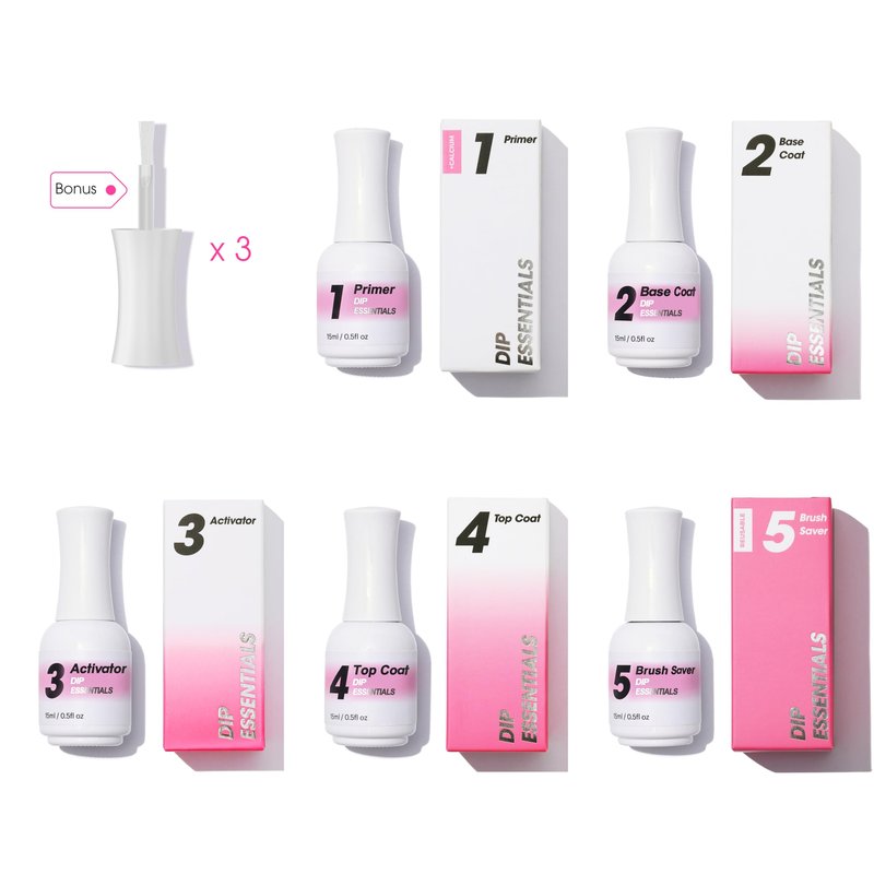 NAGAIA Premium Nail Dipping System, Dip Essential Liquid Set, All In One Dip Liquid Kit, Home & Salon Nail Dipping Manicure, Air Dry Dip Powder System, Salon Acrylic Nail Alternative, 3 Replaced Brush