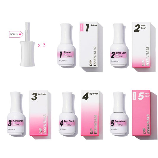 NAGAIA Premium Nail Dipping System, Dip Essential Liquid Set, All In One Dip Liquid Kit, Home & Salon Nail Dipping Manicure, Air Dry Dip Powder System, Salon Acrylic Nail Alternative, 3 Replaced Brush