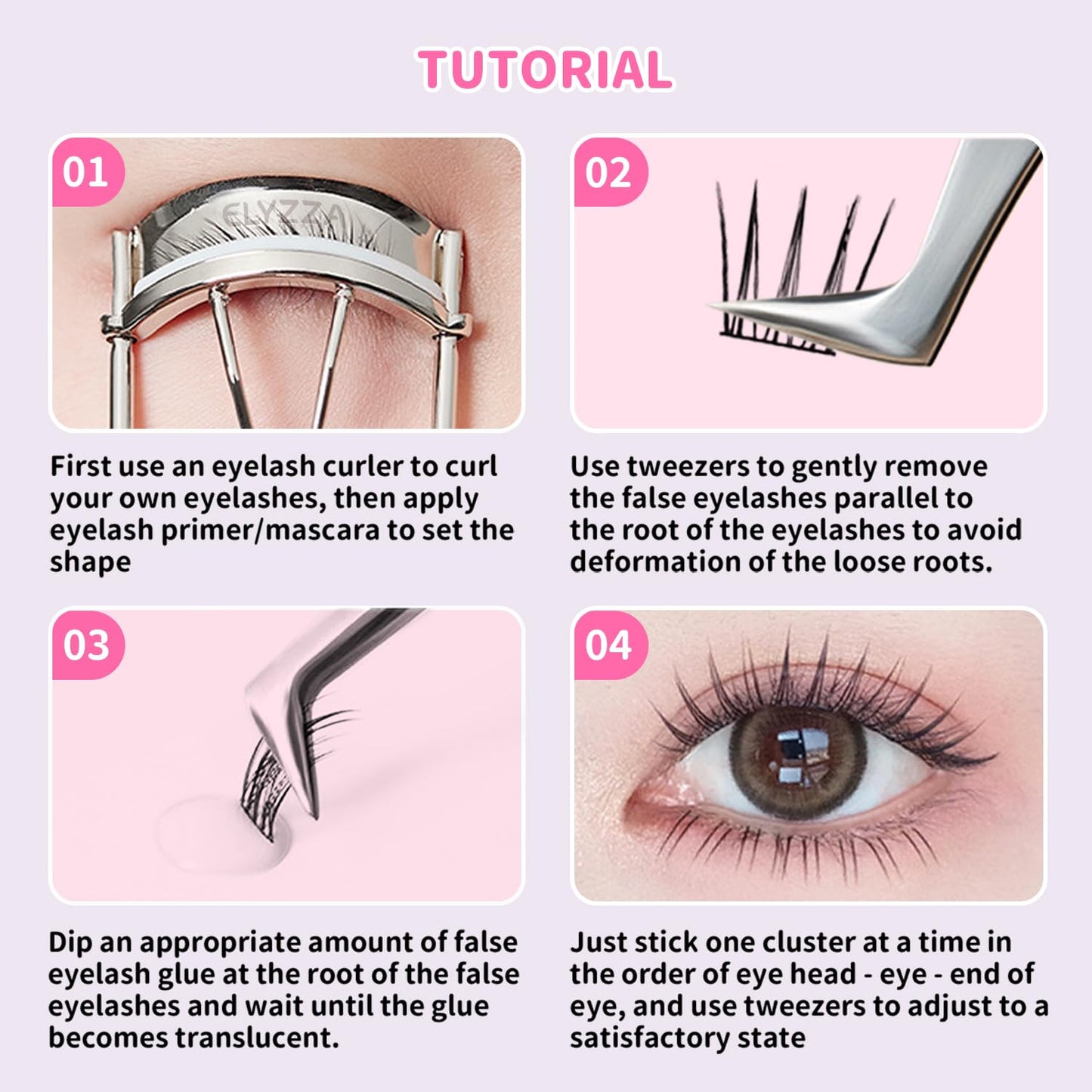 Elyzza Idol Lash Extension Kit 10-12mm Cluster Lashes With Thin Lash Band C+ Curl Natural Look False Eyelash Clusters With Bottom Lashes Faux Lash Clusters Extensions For DIY Individual Lashes at Home