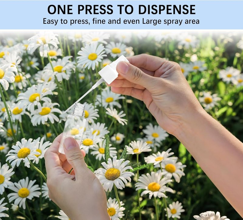 Mini Spray Bottles - 100 Pcs 1 oz Clear Fine Mist Plastic Bottles with Funnels | Ideal for Essential Oils & Travel Perfumes