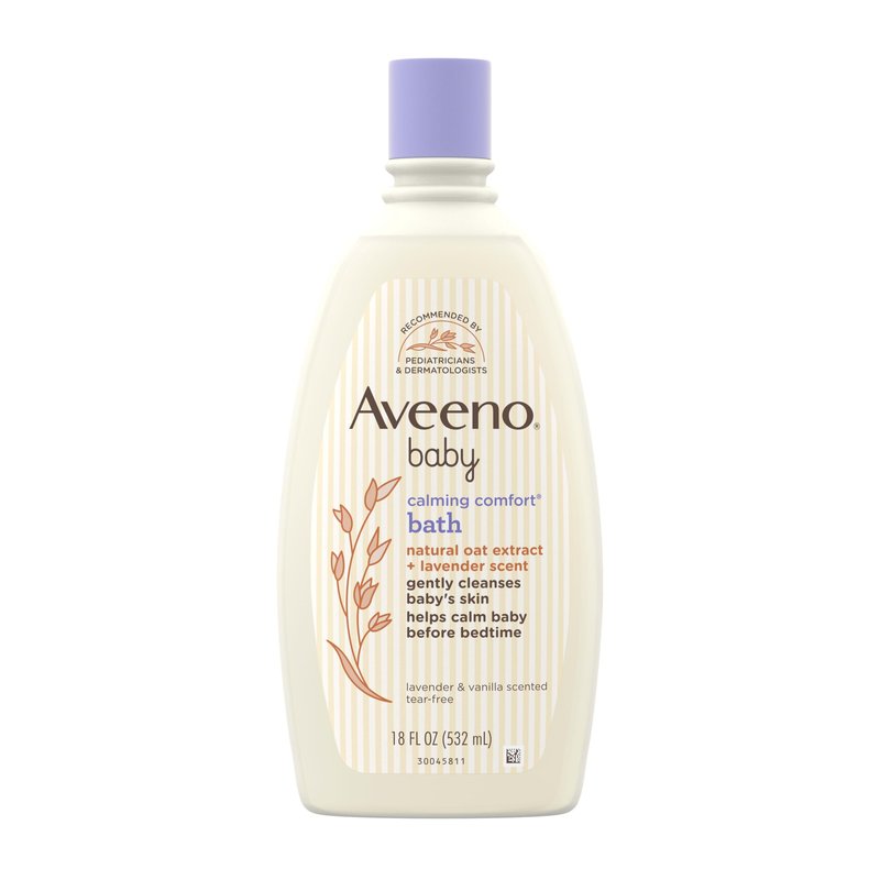 Aveeno Baby Nighttime Calming Comfort Bath, Baby Body Wash for Skin & Hair with Natural Oat Extract, Soothing Lavender & Vanilla Scent, Tear-Free Formula, No Added Parabens & Phthalates, 18 Fl Oz