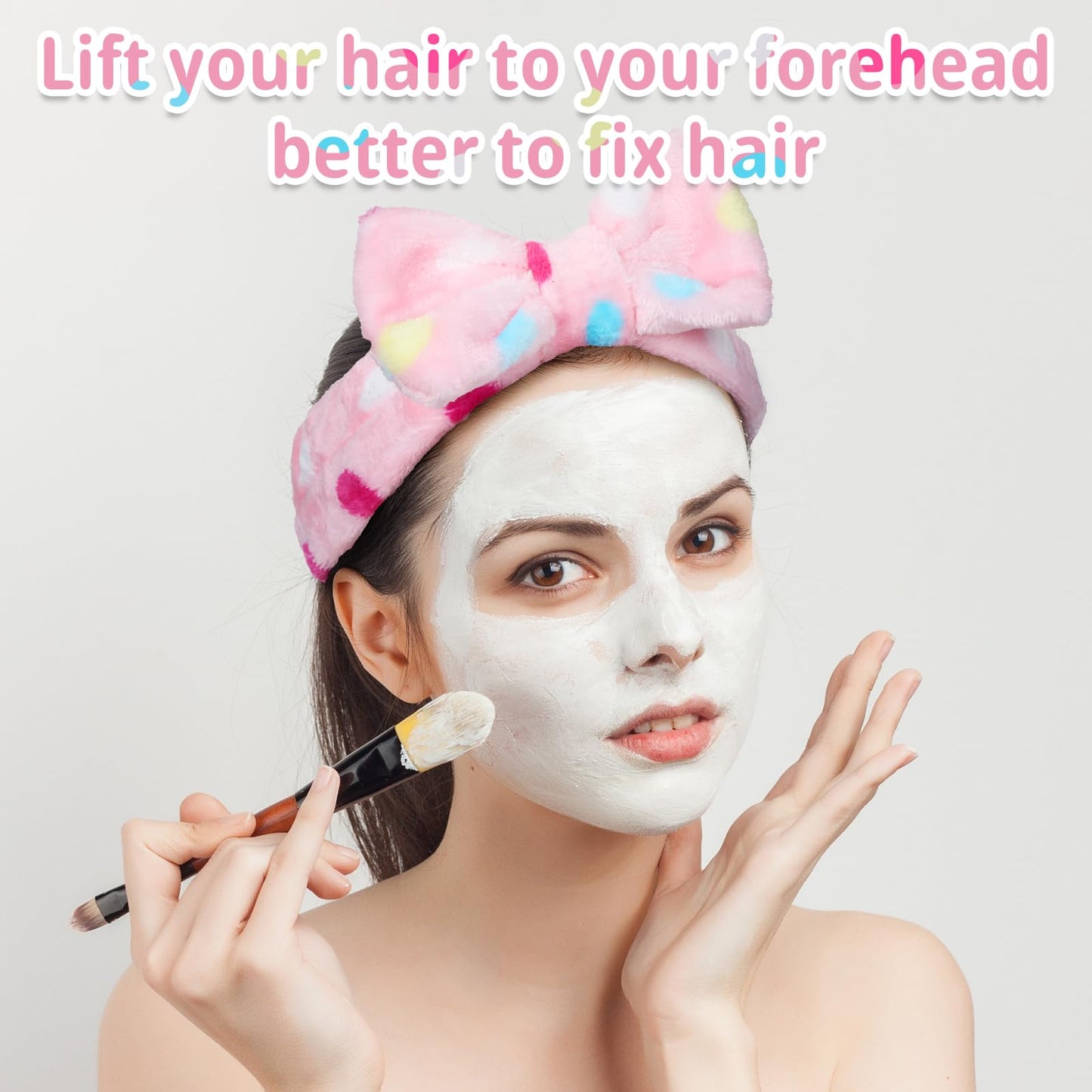 Riceshoot 24 Pcs Spa Headband Bow Hair Band for Washing Face Women Skincare Elastic Makeup Headband Coral Fleece Face Wash Facial Head Wraps Hair lace for Cosmetic Shower