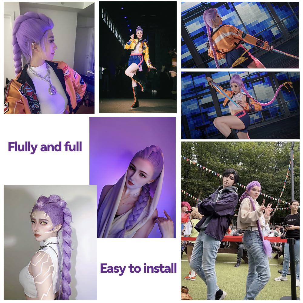 Long Purple Braiding Hair -24 Inch Braiding Hair Pre Stretched Synthetic Braiding hair Extensions for Braids for Party Halloween Costume Cosplay (Purple, 24 Inch)