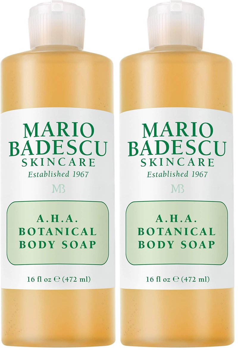 Mario Badescu AHA Botanical Body Wash Moisturizing, Clarifying and Gentle Exfoliating Body Wash for Brighter,Softer & Smoother Skin,Soap Infused with Glycolic Acid & Fruit Enzymes,16 Fl Oz,(Pack of 2)