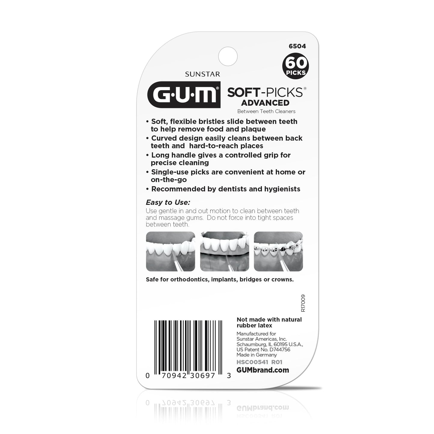 GUM Soft-Picks Advanced – Easy-to-Use Interdental Picks for Plaque Removal & Gum Health with Convenient Carry Case, Dentist Recommended, 60 Count (Pack of 3) 180 Total