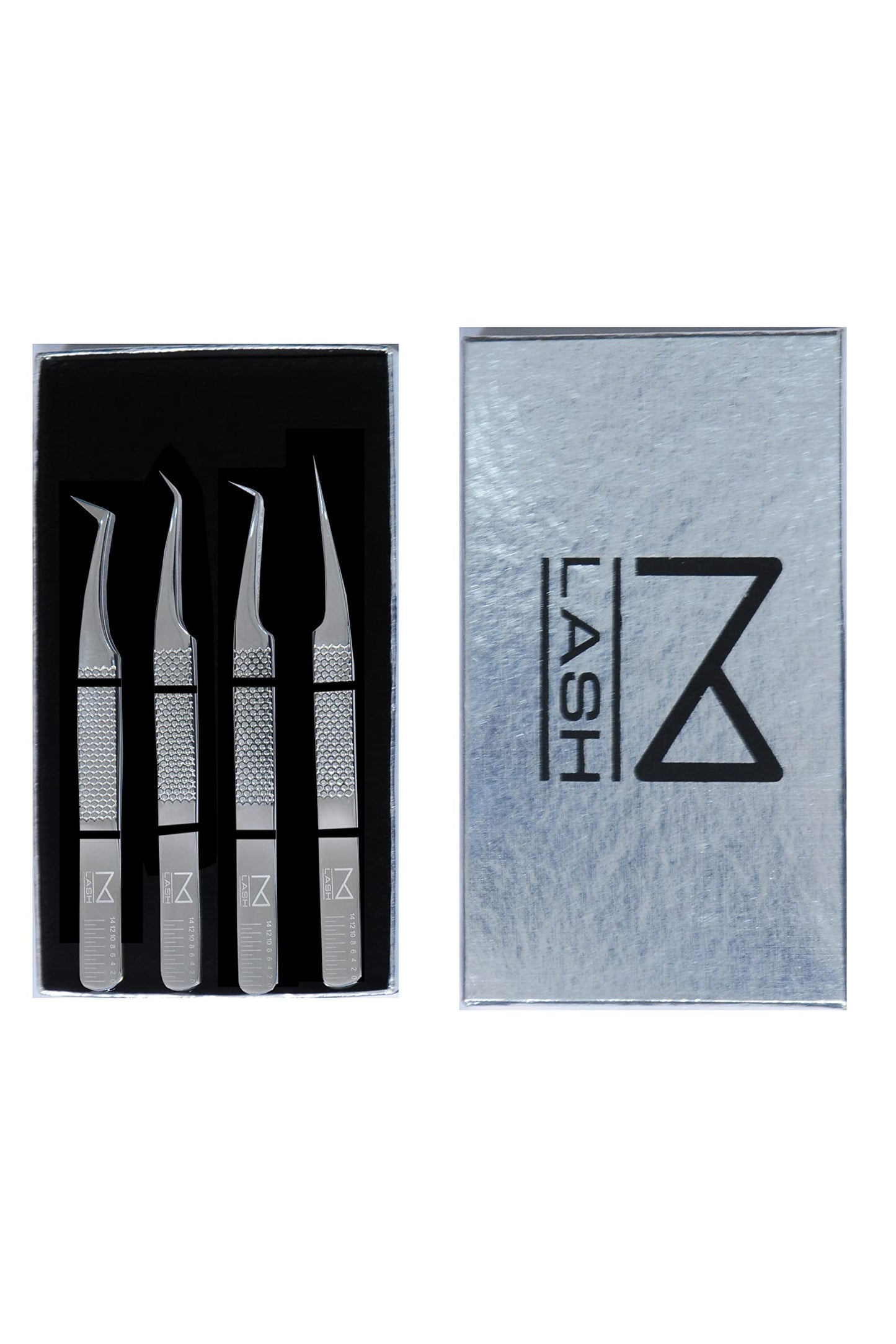 M LASH V4 - Stainless Steel Precision Eyelash Tweezers - Professional Grade Lash Applicator Tool for Meticulous Eyelash Extensions (Silver)
