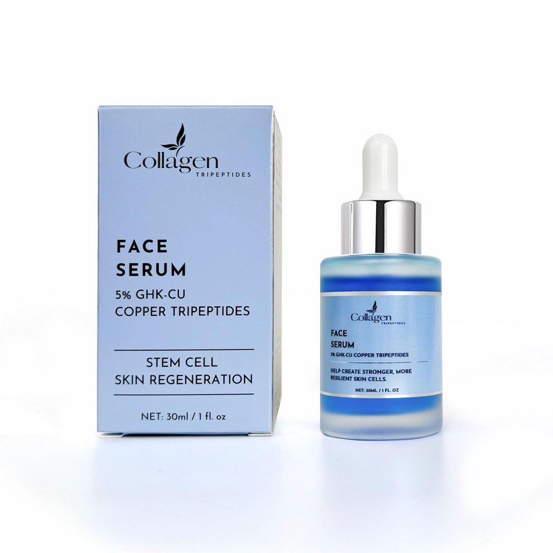 Collagen Tripeptides - 5% Copper Tripeptide GHK-Cu + Palmitoyl Tripeptides Face and Neck Serum Skin Revitalizer, Support Anti Wrinkle, Tightening, Collagen - For Men and Women