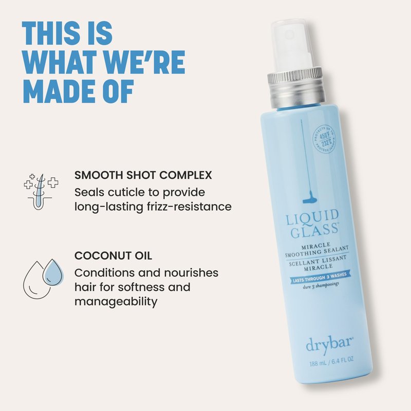 Drybar Liquid Glass Moisture-Rich Miracle Smoothing Sealant for Fine-Medium Hair | Heat Protectant for Hair, Lasts Through 3 Washes for Long-Lasting Frizz Resistance and High-Shine Finish