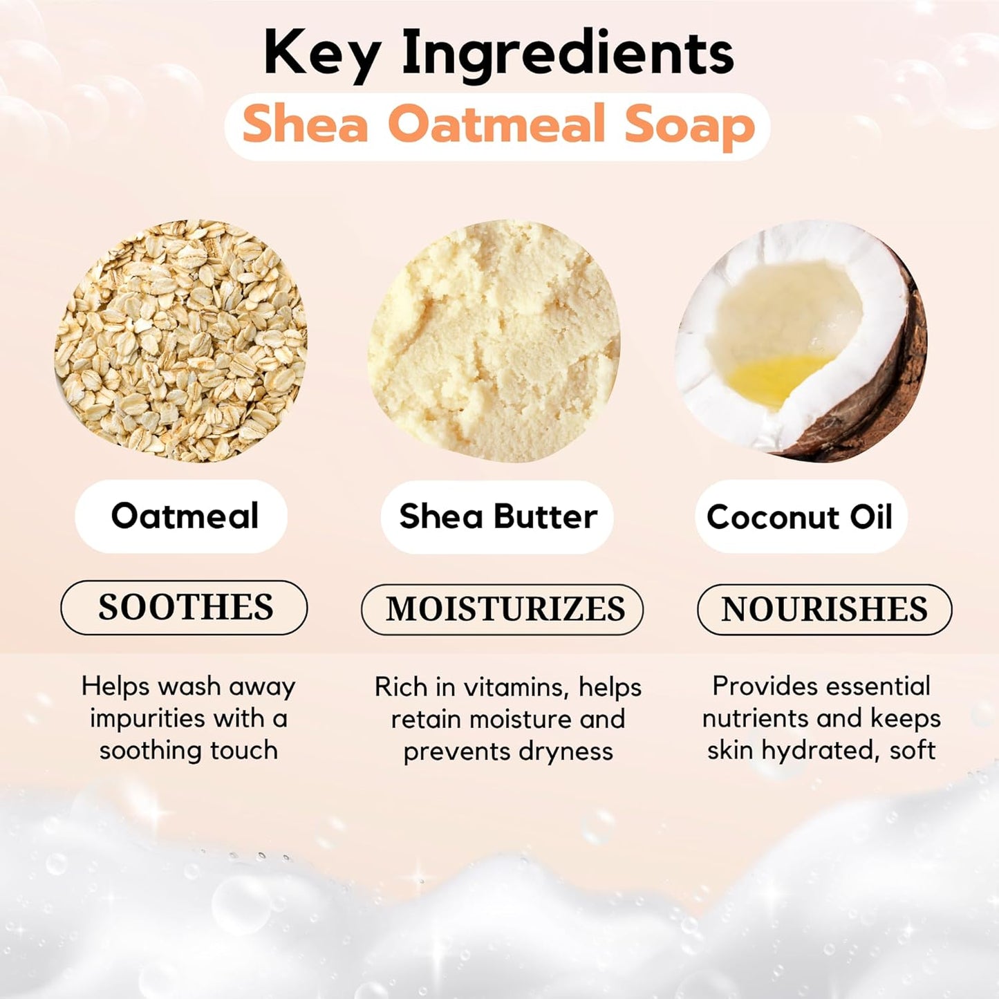 Natural Oatmeal Soap Bar - 3 Pack Face & Body Cleansing with Shea Butter & Coconut Oil | Gentle Moisturizing Bars