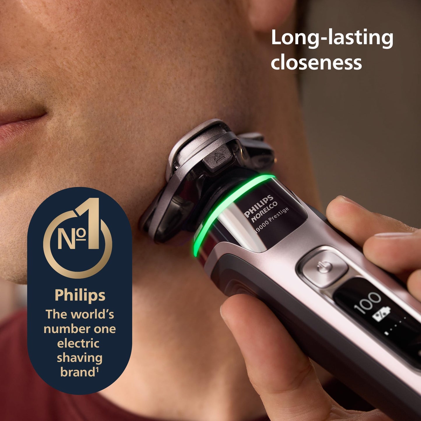 Philips Norelco Shaver i9000 Prestige, Wet & Dry Electric Shaver, Dark Slate Nova, SenseIQ Technology, Triple Lift & Cut System, 360 Rotating Dual SteelPrecision Blades, Charging Stand, XP9204/85