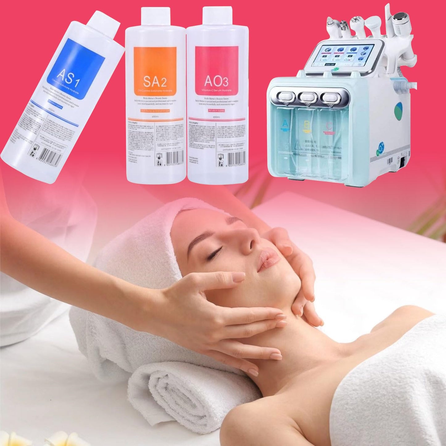 Nielies Bundle of 3 Cooling Gels+ 6 Aqua Solutions for Hydro Facial&Oxygen Machines-Conductive Gel for Laser, and Esthetician Supplies