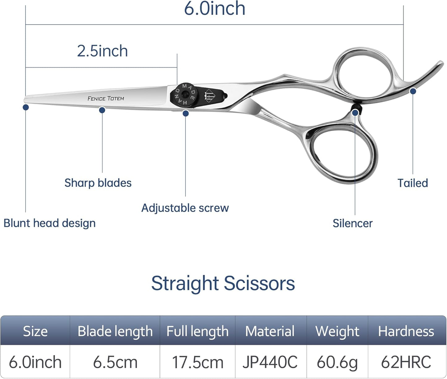 Professional Hair Cutting Scissors - 6.0 Inch | Ideal for All Hair Types