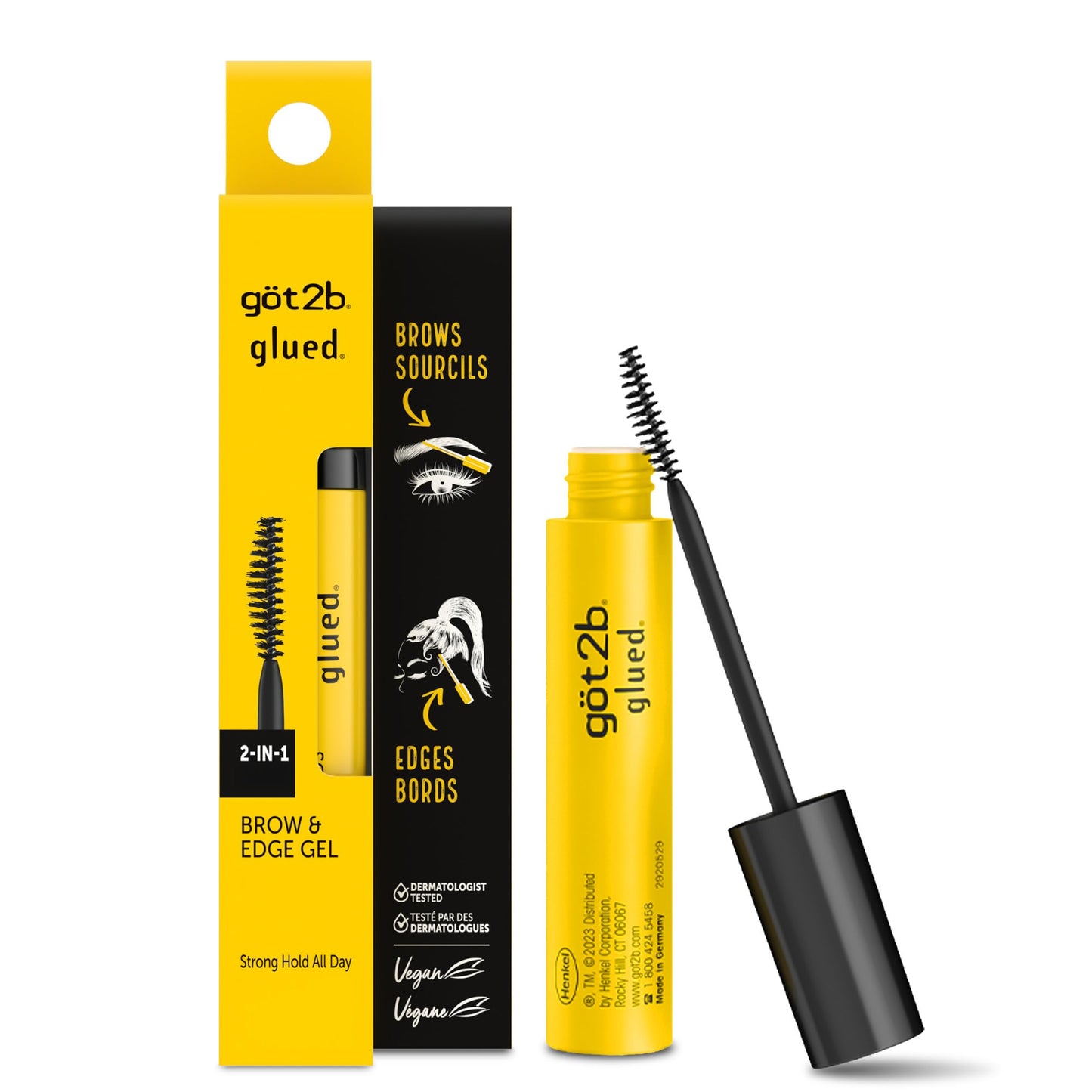 got2b Glued 2-in-1 Brow & Edge Gel, Strong Hold, Clear Finish