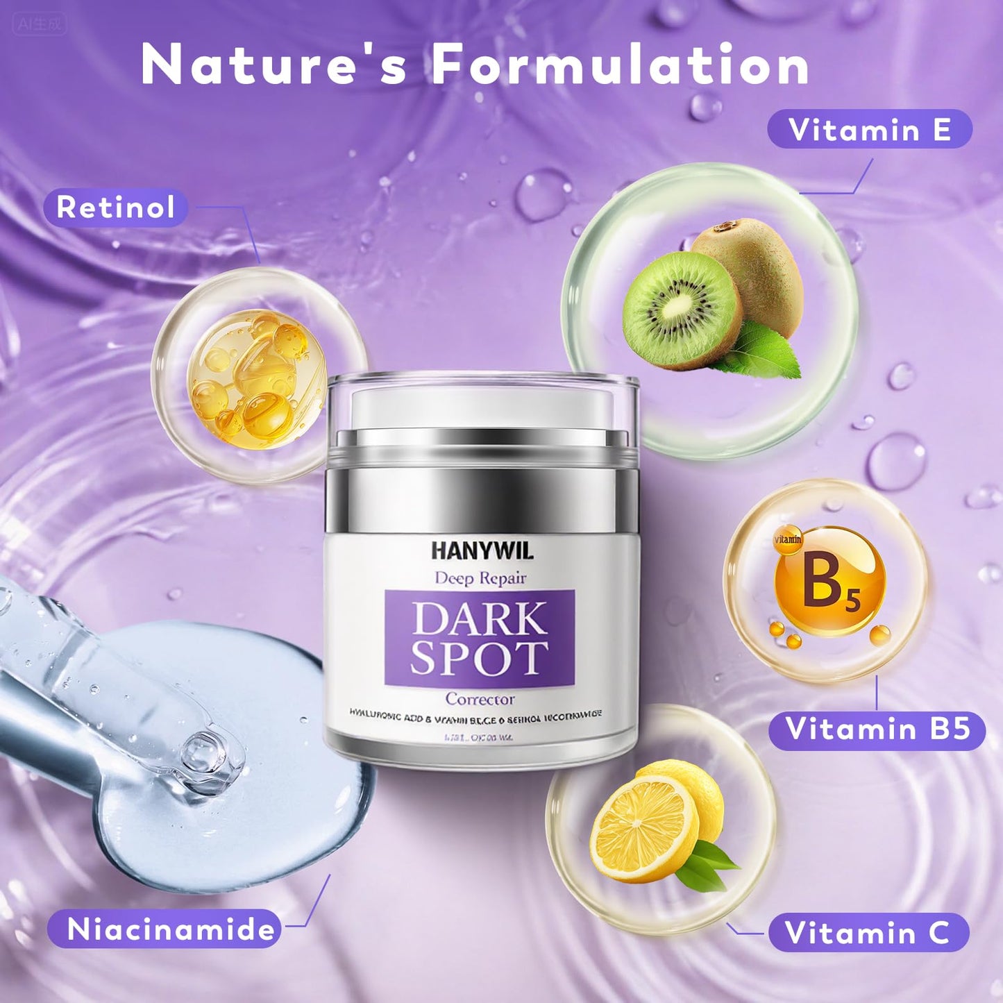 HANYWIL Dark Spot Remover for Face & Body, Remedy for Dark Spots with Natural Ingredients, Dark Spot Corrector Cream and Serum for Skin Care, Treats Freckles, Melasma, Sun Spots, Women/Men,1.7 Fl Oz