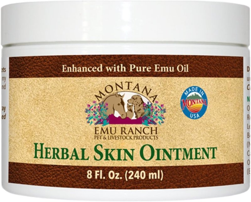 Herbal Skin Ointment for Pets & Livestock - 8 Ounce Jar | Made with Pure Emu Oil