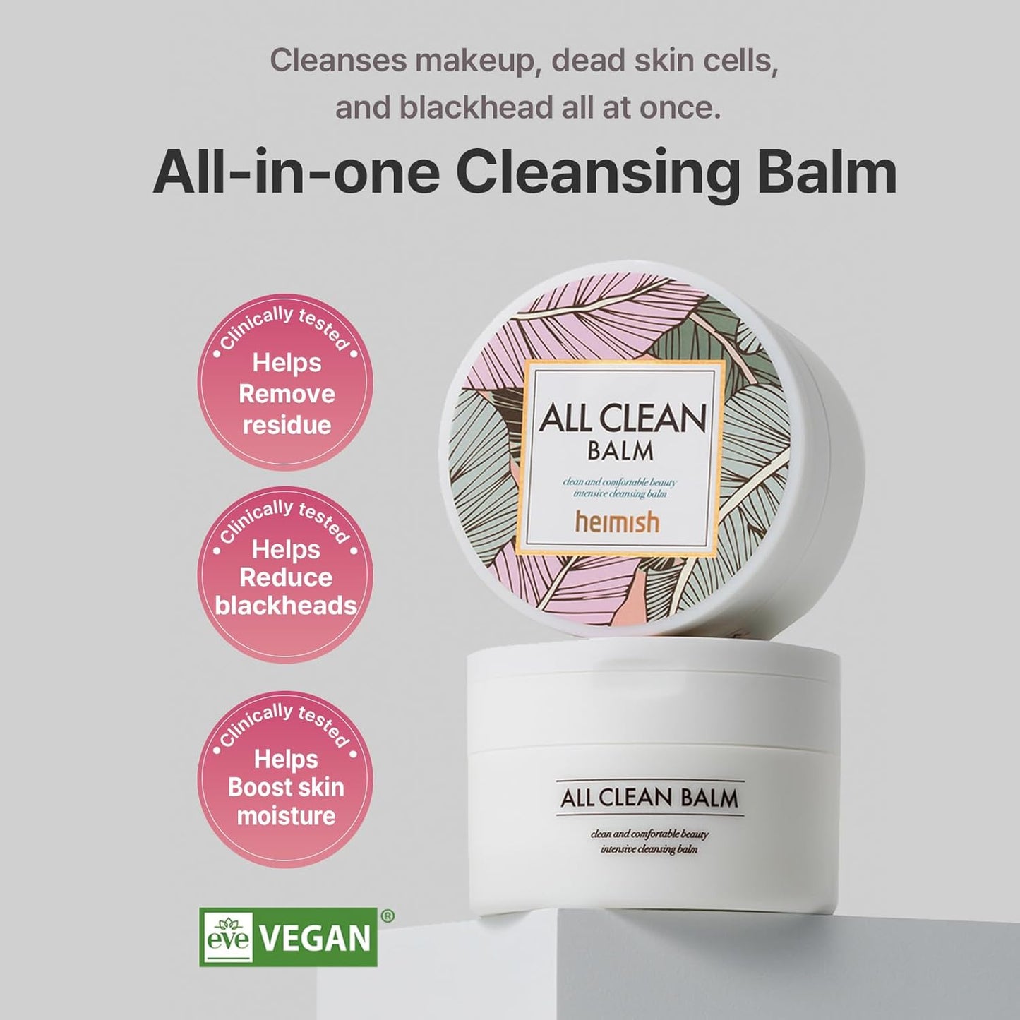HEIMISH All Clean Balm - Korean Cleansing Balm & Waterproof Makeup Remover | Vegan, 4.0 fl. oz/120 ml, 2 Packs