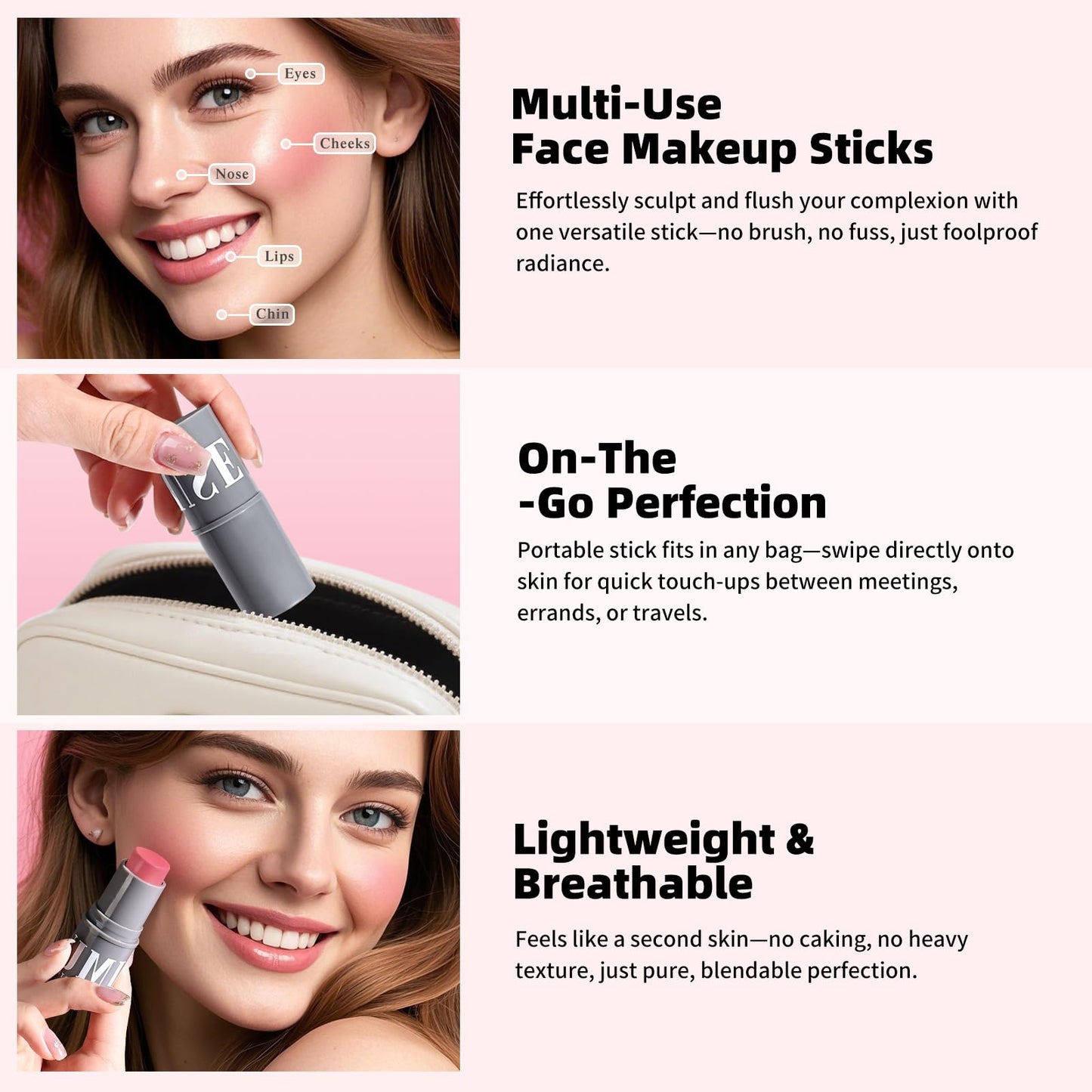 KIMUSE Cream Contour Stick Duo – 2-in-1 Cream Blush & Bronzer Shaping Stick, Highly Pigmented, Long Lasting Waterproof Formula, Lightweight & Blendable, Vegan Face Makeup Sticks for All Skin Tones