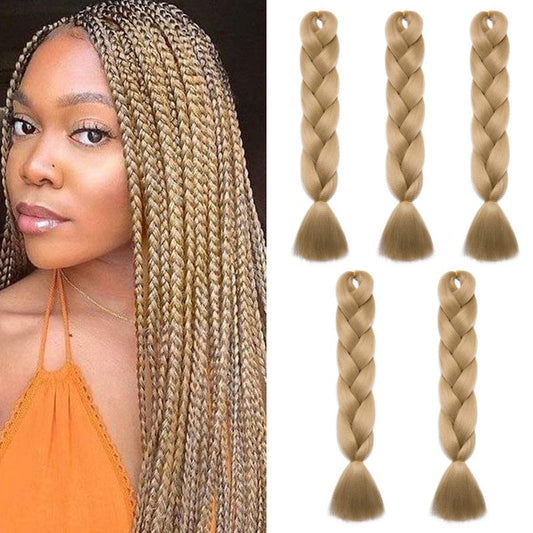 Benehair Ash Blonde Braiding Hair 5 Bundles/lot 24inch Jumbo Braiding Hair Extensions High Temperature Synthetic Braid Hair Braiding Hair Pre Stretched Braid Extensions