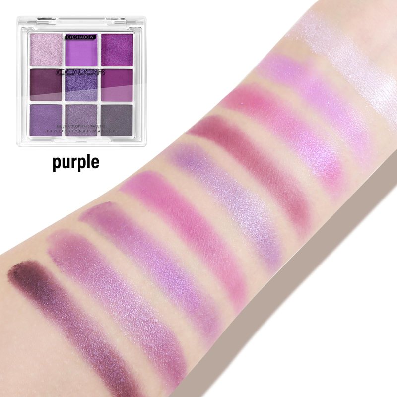 AFGHOUZ 9 Colors Eyeshadow Palette, Purple Eye Shadow Makeup Powder, Creamy, Shimmer Matte Shades, Travel Eyeshadow for Women
