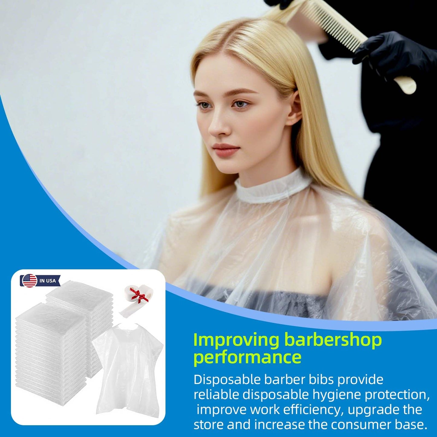 100 PCS 62X51 Inch Disposable Barbershop Capes,Disposable Hair Salon Capes, Clear Plastic Hair Dye Cape for Barbershop Hair Dye Washing