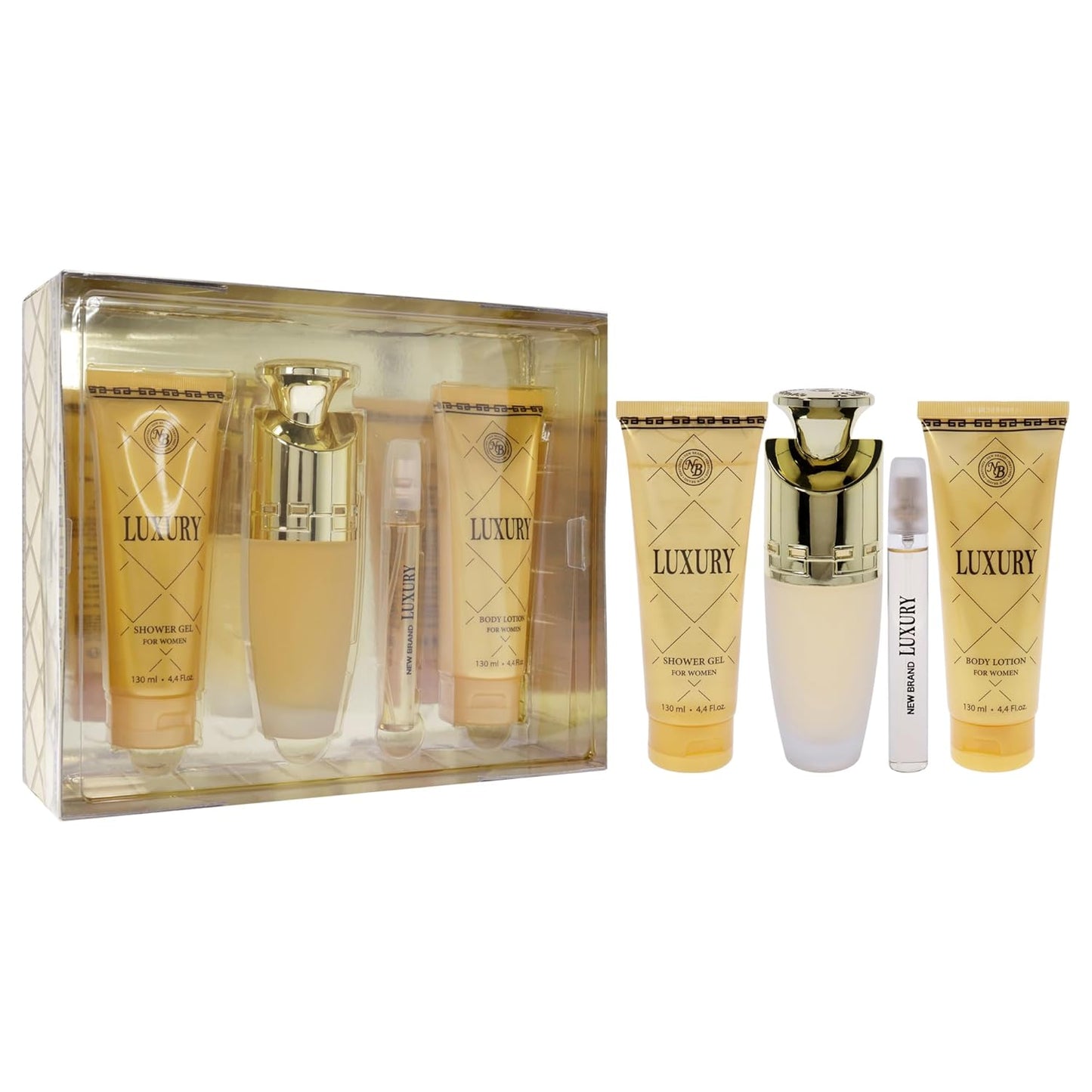 Luxury Women's Gift Set - 4-Piece EDP Spray, Shower Gel & Body Lotion | 3.3oz & 4.4oz Sizes