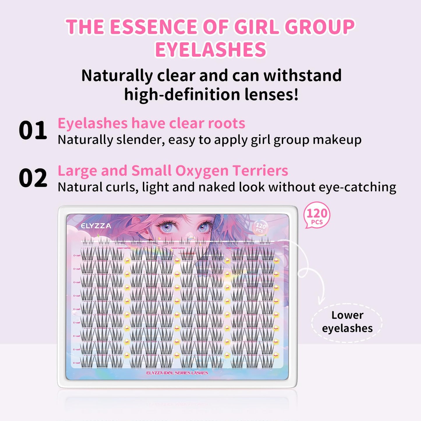Elyzza Idol Lash Extension Kit 10-12mm Cluster Lashes With Thin Lash Band C+ Curl Natural Look False Eyelash Clusters With Bottom Lashes Faux Lash Clusters Extensions For DIY Individual Lashes at Home