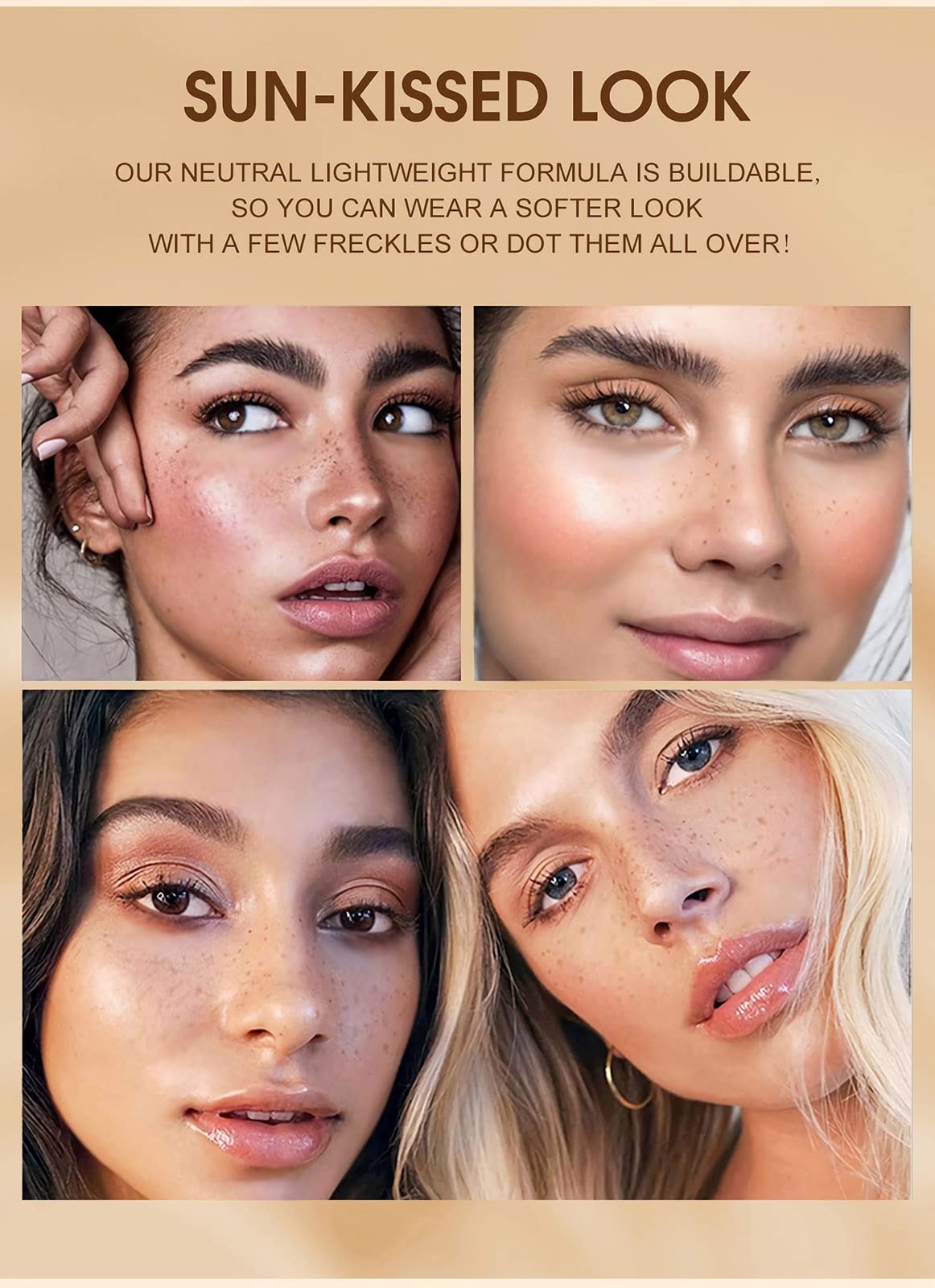 SUMEITANG Lifelike Freckle Pen - 2 Colors (Light Brown & Dark Brown), Waterproof, Quick Dry, Soft Dot, Natural, Magic Fake Freckles Makeup Pen