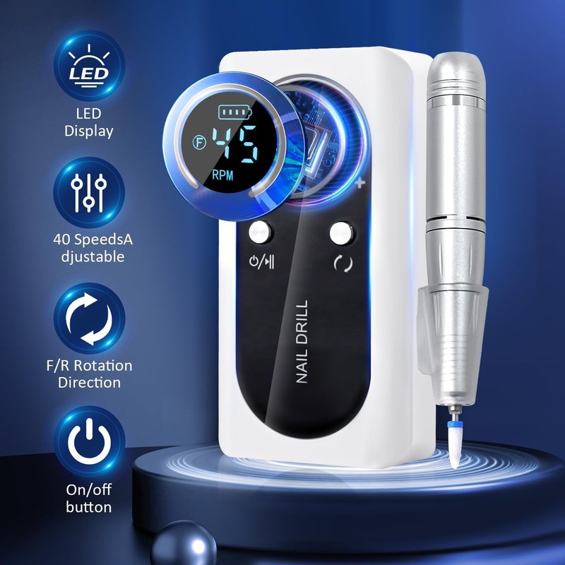 30s Quick Removal Electric Nail Drill LEDSUUEI:【NO.1 Professional Cordless】 45000 RPM High Tech Electric Nail File Fast Removal Nail Drill Kit for Acrylic Nails Gel Polishing Rechargeable