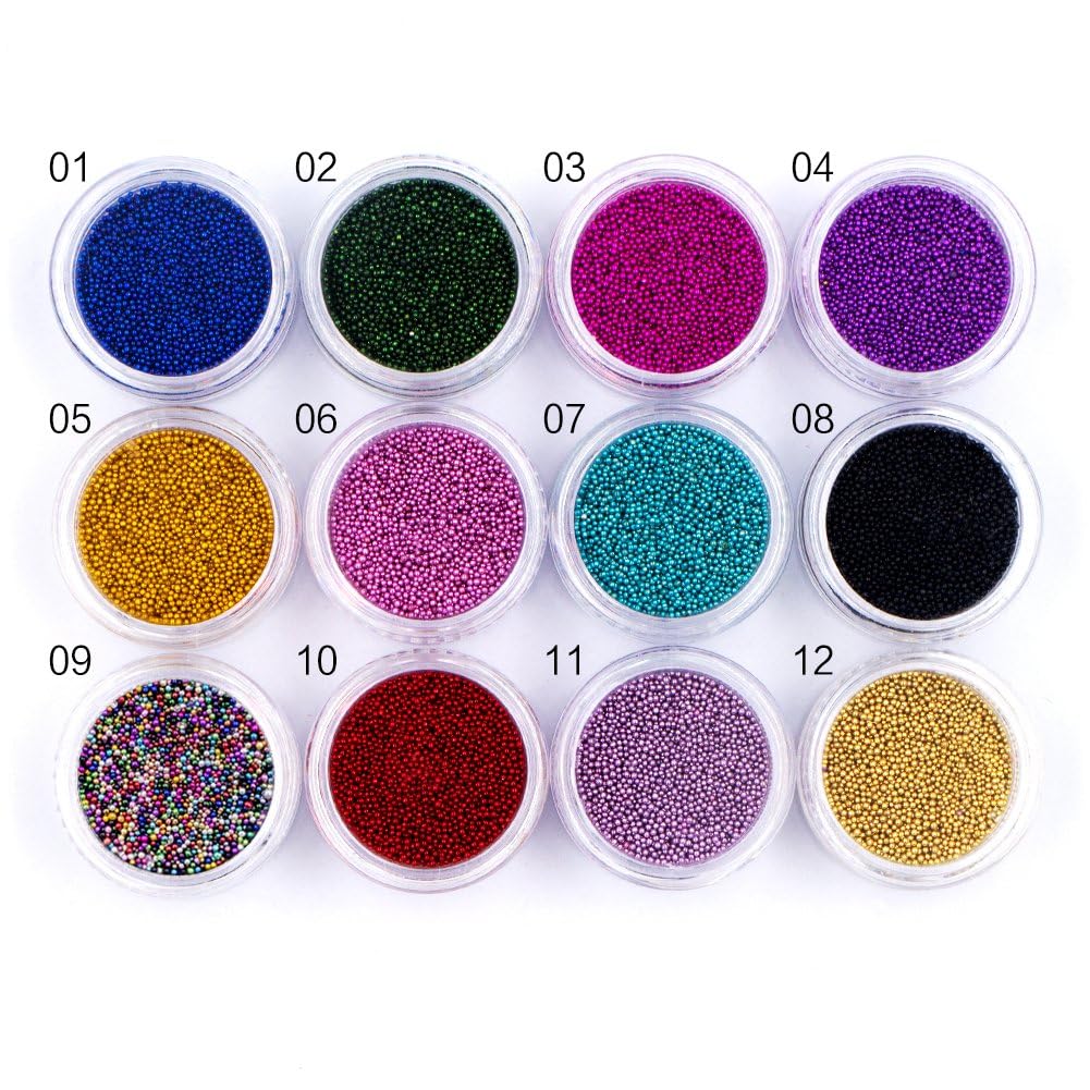 12 Colors Nail Art Caviar Beads 3D Craft Micro Eye Makeup Gems Decoration