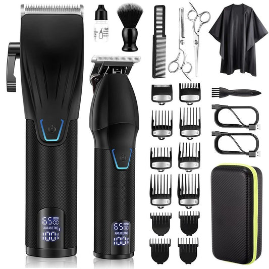 Karrte Professional Hair Clippers and Trimmer Set for Men, T-Shaper Trimmer & Foil Shaver, Nose & Ear Hair Trimmer, Cordless Clippers and Grooming Set, Hair Cutting Kit