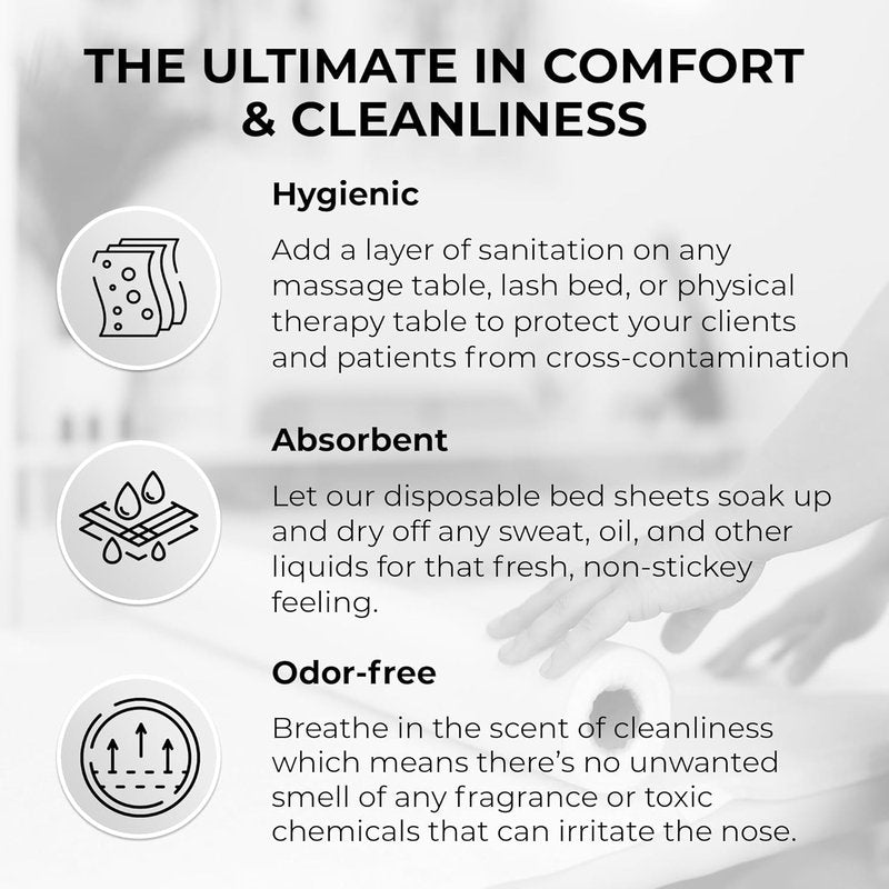 Disposable Massage Bed Cover - Non-Woven Material for Spa & Tattoo | 31.5 x 71 Inches (30 Sheets)