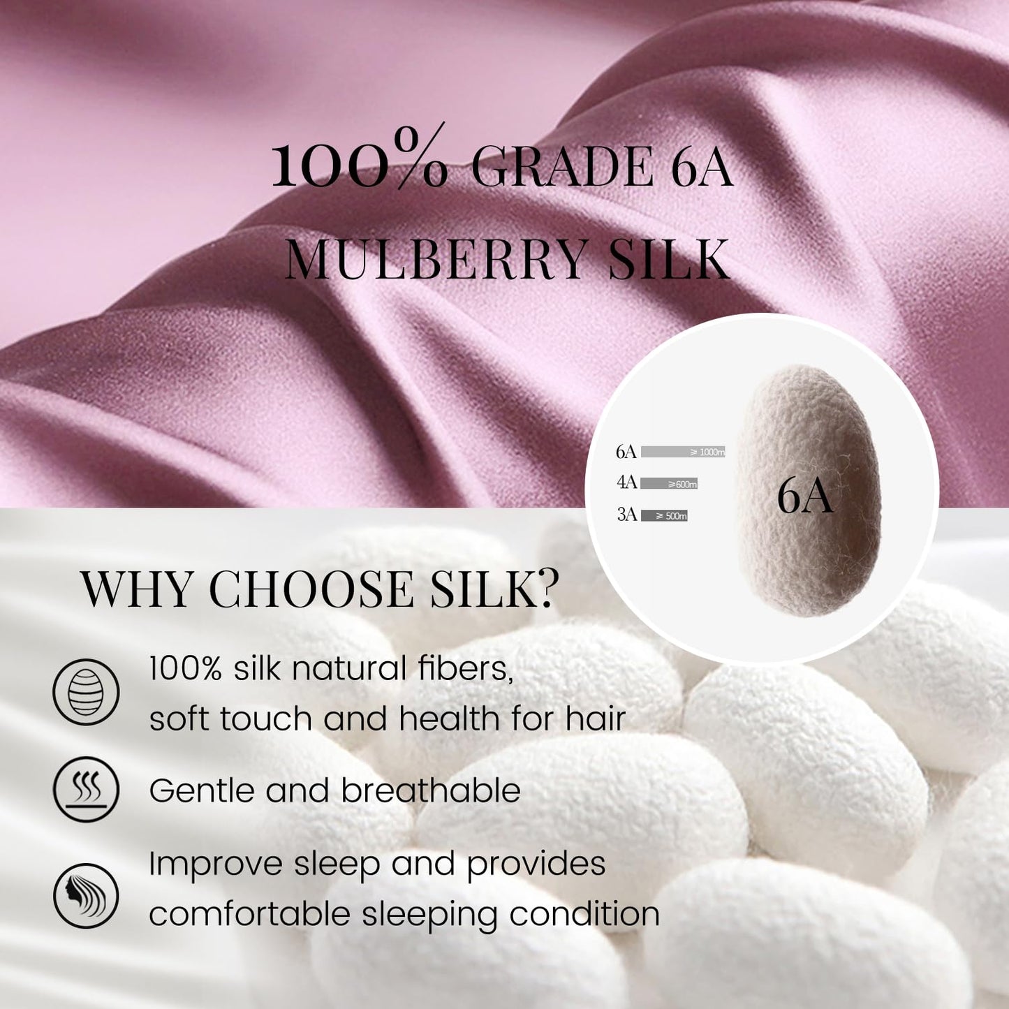 FATEGEART 19 Momme 100% Mulberry Silk Cap for Sleeping Women,Adjustable Long Silk Bonnet for Curly Hair Elastic Night Cap (US, Alpha, One Size, MauvePink)