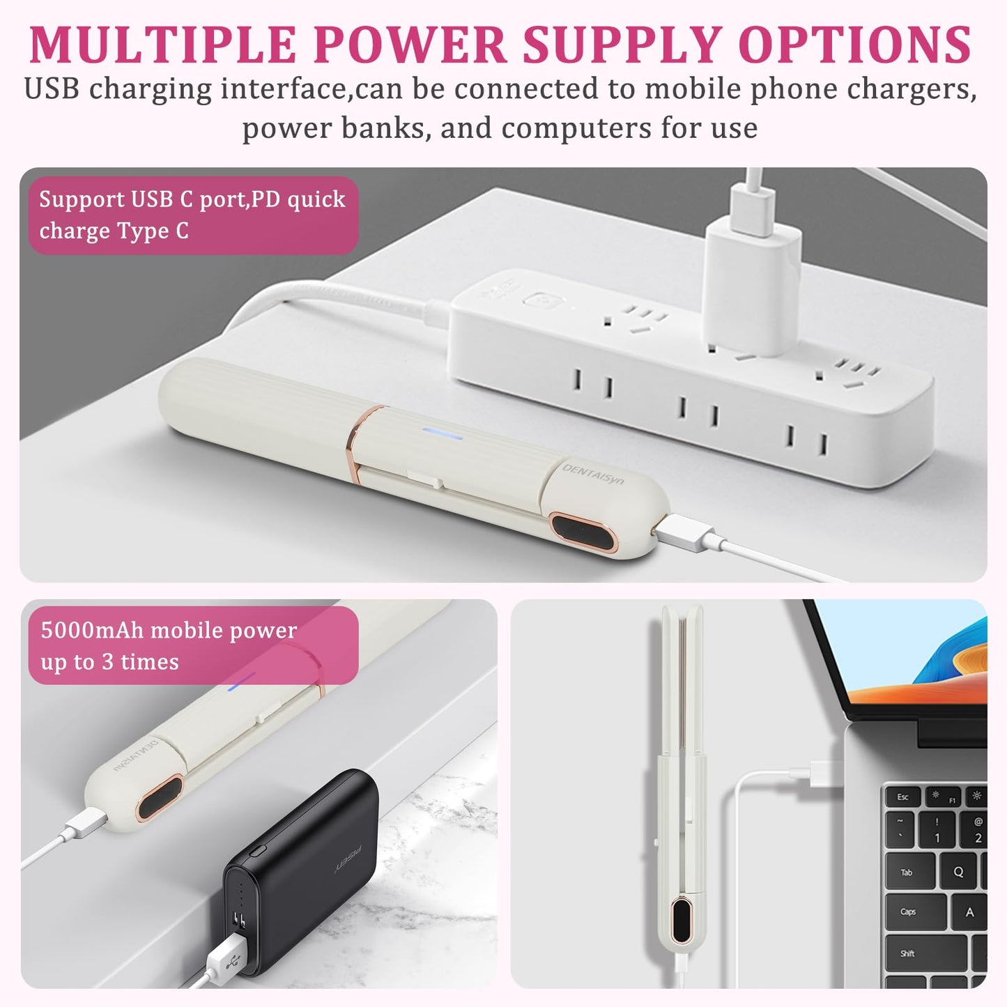 Straightener Irons|Rechargeable Hair Iron,30-Minute Auto Shut-Off,Mini Compact Portable Hair Iron,(White)-This Model Requires a USB Cable to Operate (no Built-in Battery)