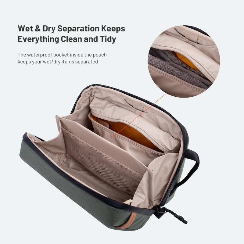 PGYTECH Wash Pouch Hanging Toiletry Bag for Men, Waterproof Dopp Kit Travel Makeup Bag Organizer for Toiletries & Cosmetics, Black