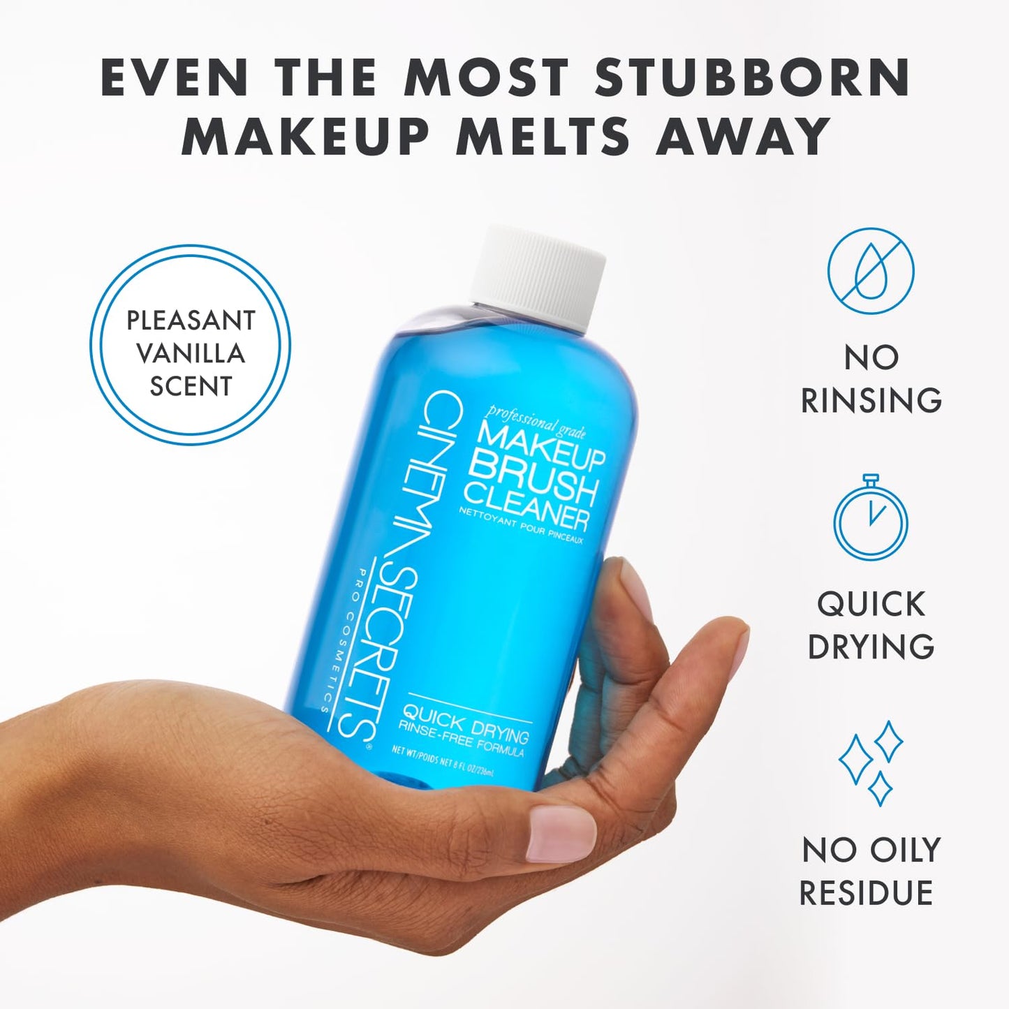 Cinema Secrets Makeup Brush Cleaner 8oz Kit with Tin & 6oz Spray Bottle - Professional Cleanser for Makeup Brushes - Quick-Drying, Rinse-Free Formula - Removes Stubborn Waterproof Make Up (2 Products)